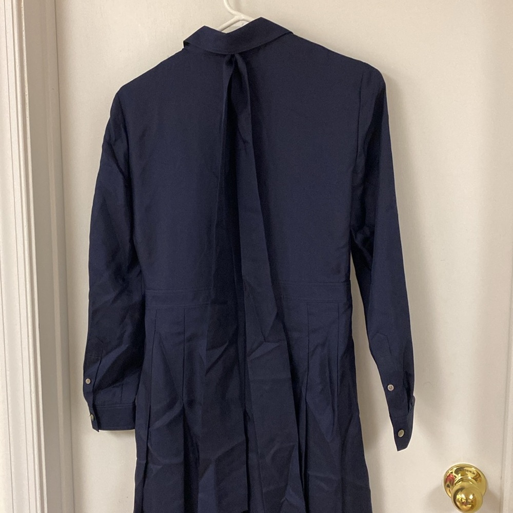 Tory Burch silk Navy Blue Dress with pleated skirt - Picture 6 of 8
